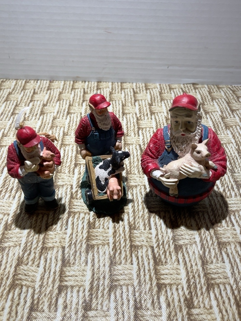 Vintage Midwest of Cannon Falls Farmer Santa Pig Figurines Lot of 3